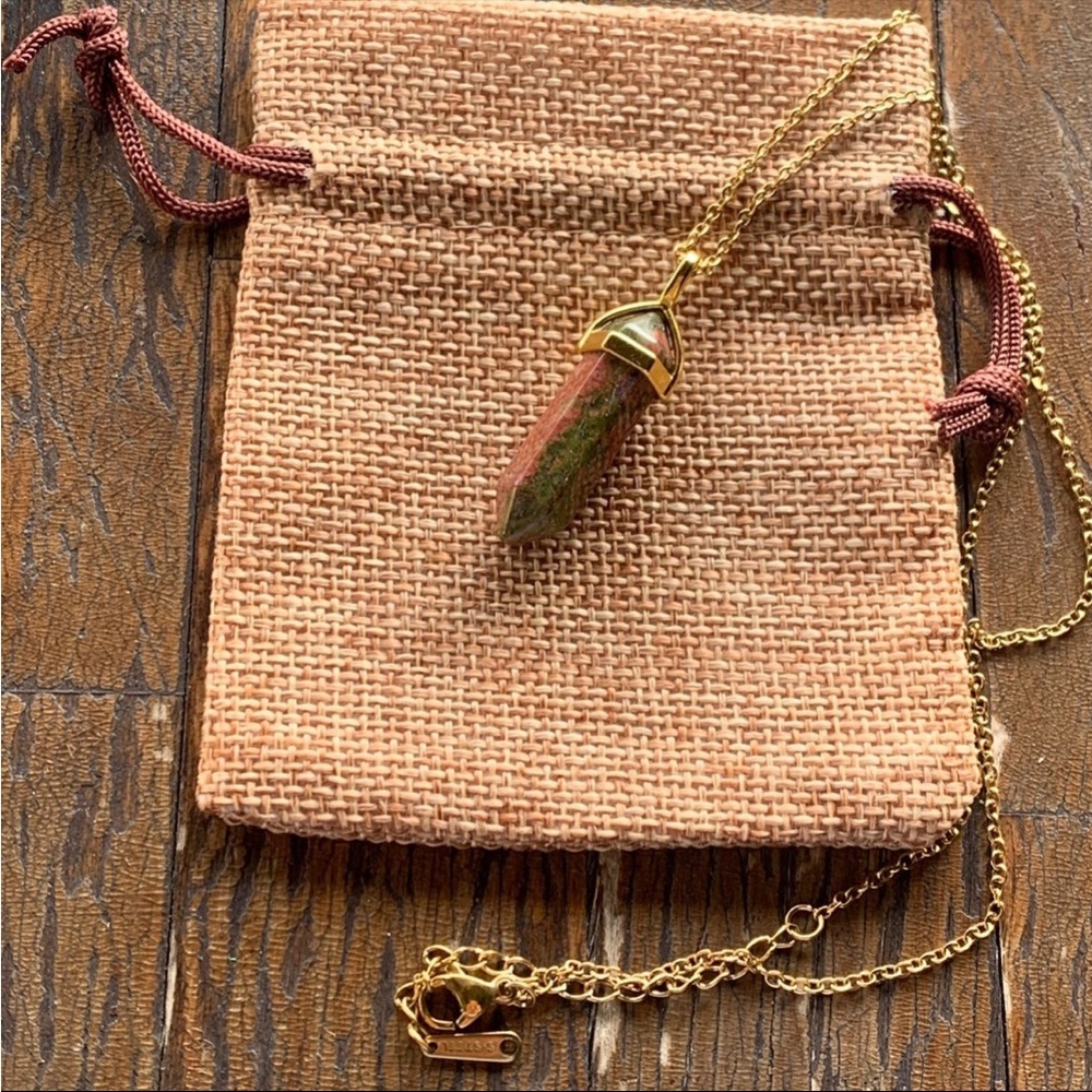 Unakite Point Necklace Unakite Pendant Crystal Point Necklace
